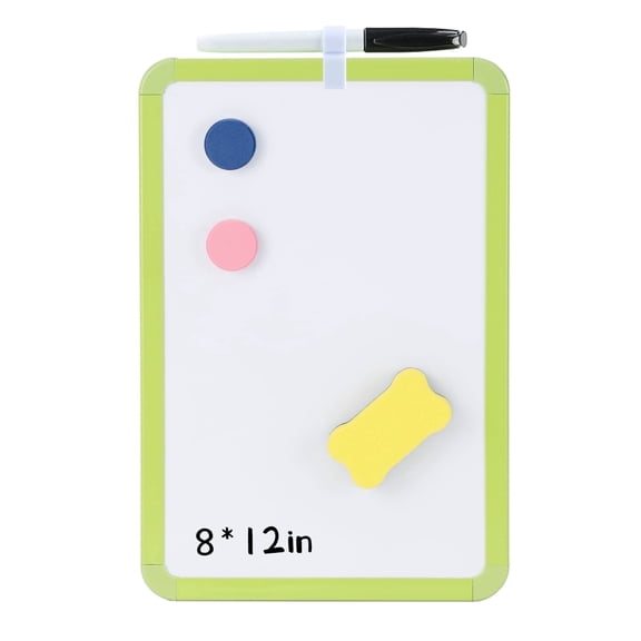 MXG Double-Sided Dry Erase Whiteboard 8x12, Green Frame, Includes 1 Marker pen ,1 Whiteboard Eraser,For Office Memo Board