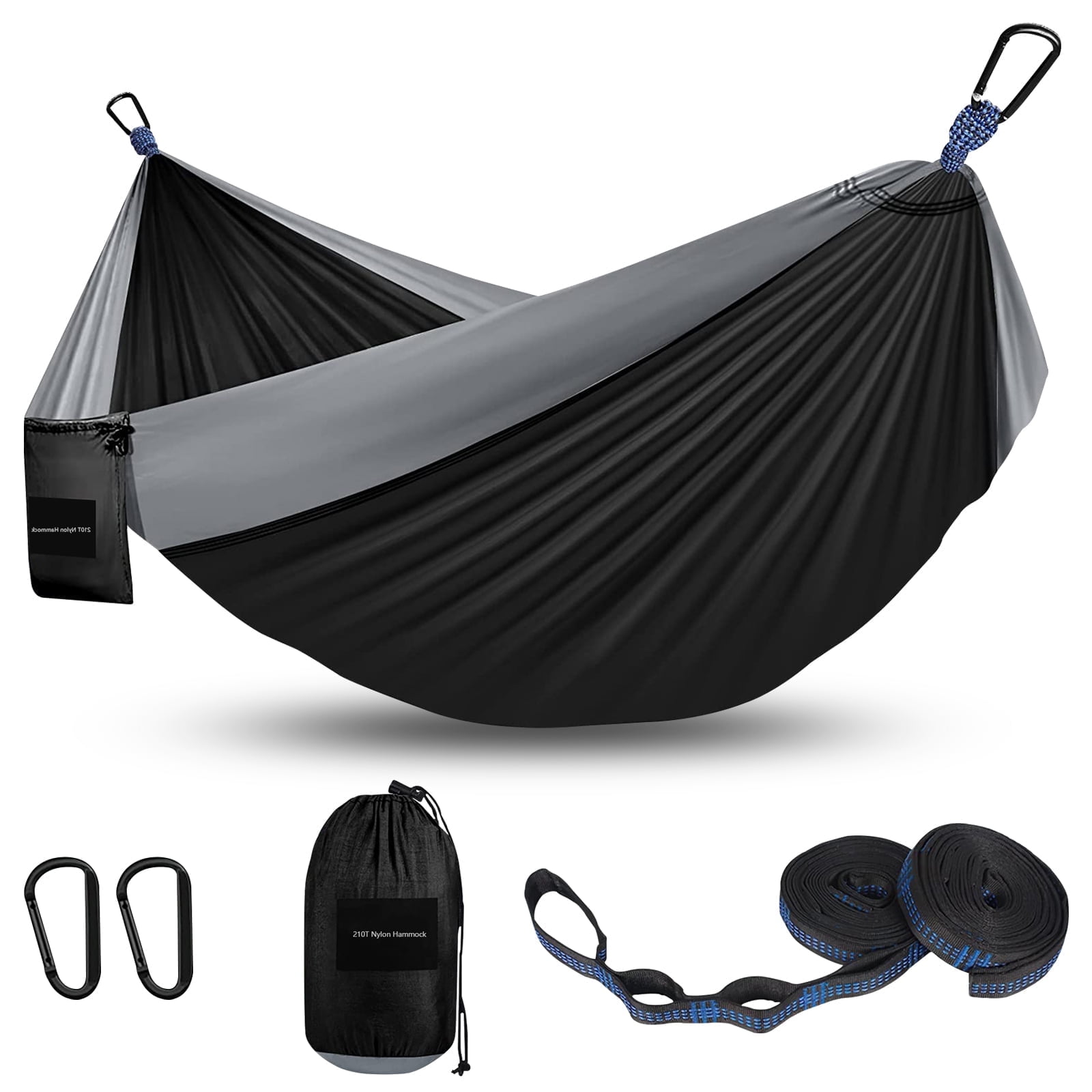 Portable double & single hammocks with tree straps for camping, travel