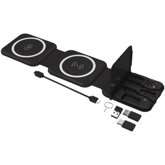 Portable foldable wireless charging station for travel