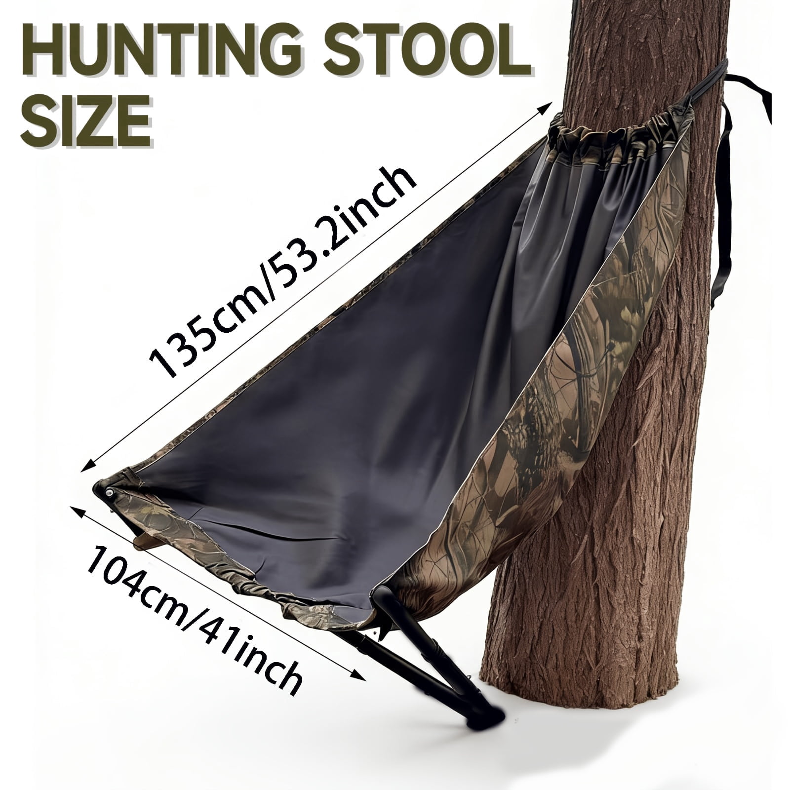 Portable hunting cushion, low and foldable hunting chair with adjustable straps and lumbar support, stable and compact concealed stool, suitable for outdoor hunting, camping, and fishing