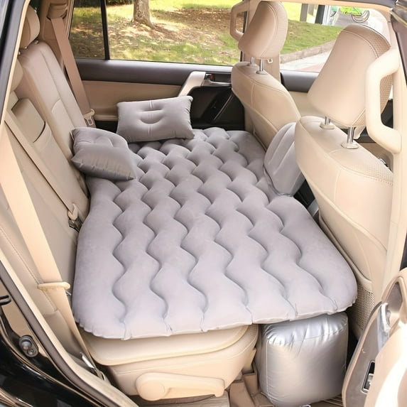 Portable inflatable air mattress, universal sleeping pad for cars and SUVs, air mattress suitable for outdoor camping beaches, with two air cushions、long footrests and inflation pump
