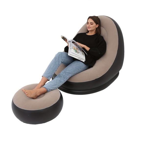 Portable inflatable sofa bed, lazy sofa, inflatable and foot mat, perfect for dorms, balconies and camping sofa chairs