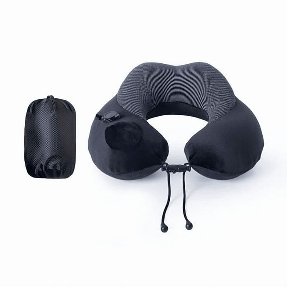 Portable inflatable travel neck pillow, super soft airplane travel neck pillow, suitable for sleeping on the plane, adjustable neck pillow, convenient to fold.Black