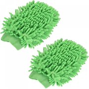 Portable rag car wash gloves Microfiber Soft Chenille Wash Mitten Double Sided Dusting Gloves for House Cleaning, Pink Pack of 2 (Color : Grün)
