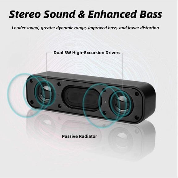 Portable soun audio strip small speaker | Deluxe Surround Sound & Deep Bass | Ultra-Thin RGB Lighting | USB Powered | 140Hz-20kHz | Notebook small audio computer desktop speaker multimedia des Black