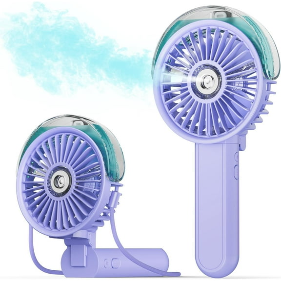Portable spray fan - 180° foldable handheld, with spray function, 3 speed Settings, 30 ml water tank, USB charging