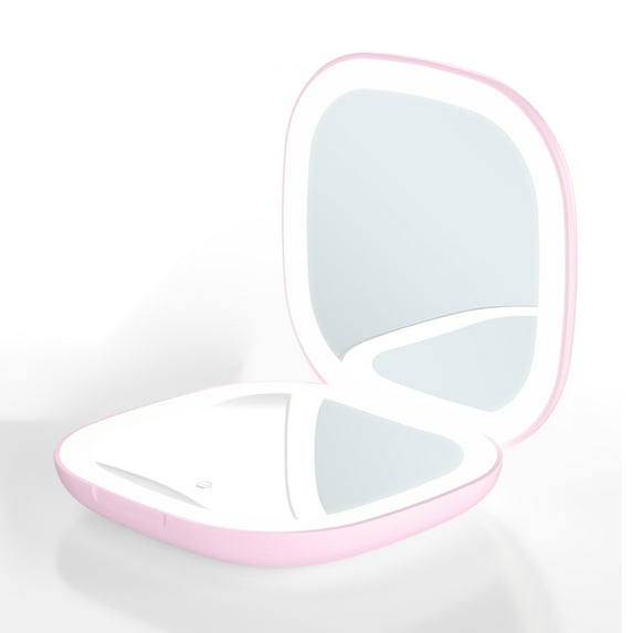 Portable two-sided travel lamp, LED makeup mirror, two-sided lamp in three colors, pink