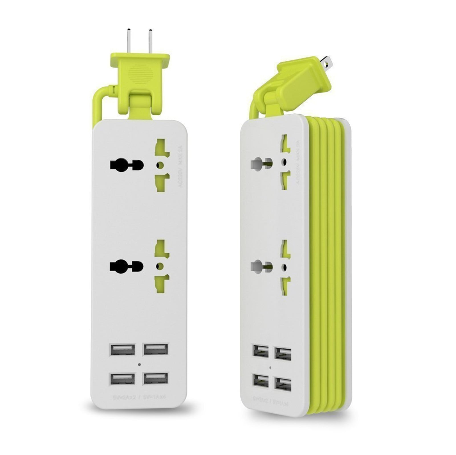 Portable1/2 Outlet Travel Power Strip Adapter Surge Protector 4 Smart USB Ports Desktop Wall Charger Station 5ft Extension Cord