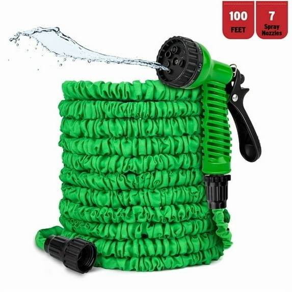 PortableOut 50ft Expandable Flexible Garden Water Hose, 7 Sprayer Nozzle, Nylon, Outdoor