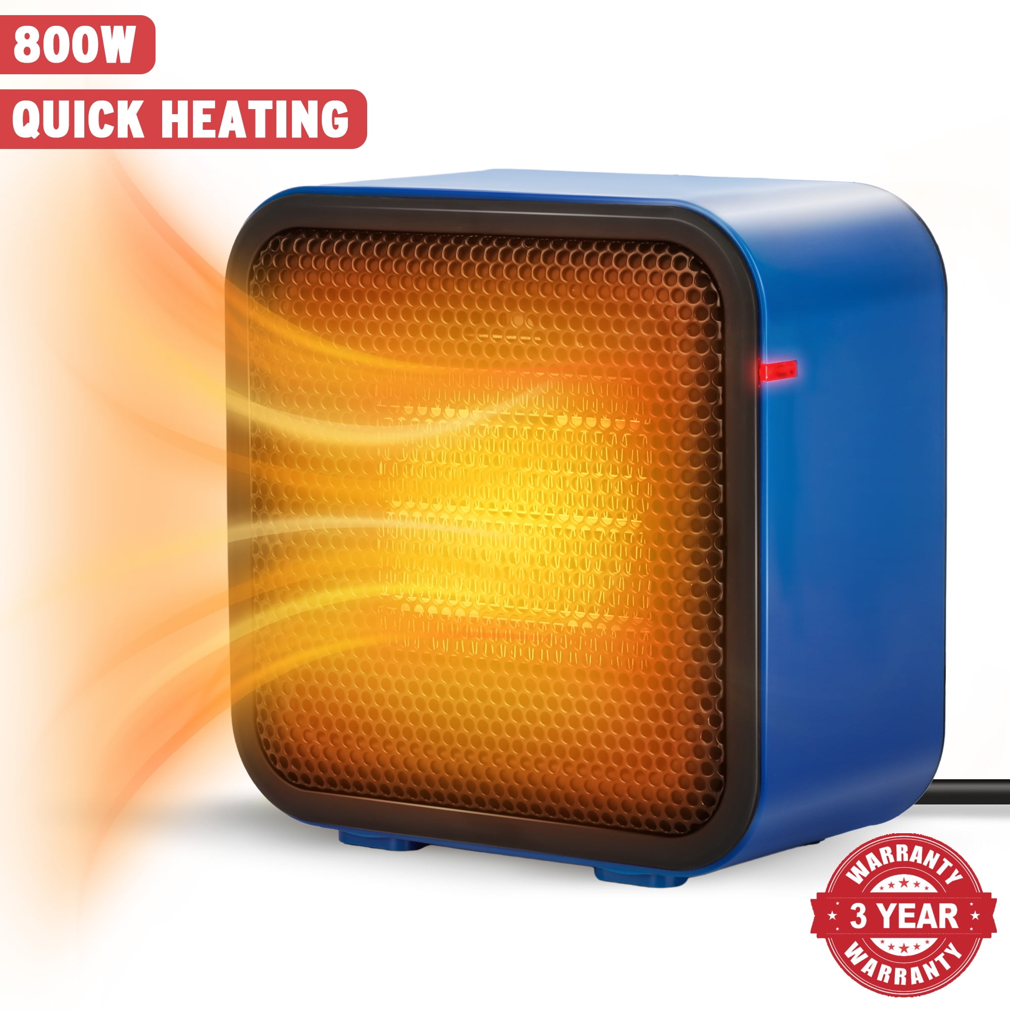 PortableOut Compact 800W Ceramic Fan Space Heater, Portable Mini Desk Electric Warmer, Overheat & Tip-Over Protection, Low Noise Quiet Fast Heating