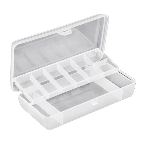 PortableTool Storage Box Organizer for Case Plastic Tray Compartments Fishing Lure Tackle Box Two-Sided Storage Cases Wh