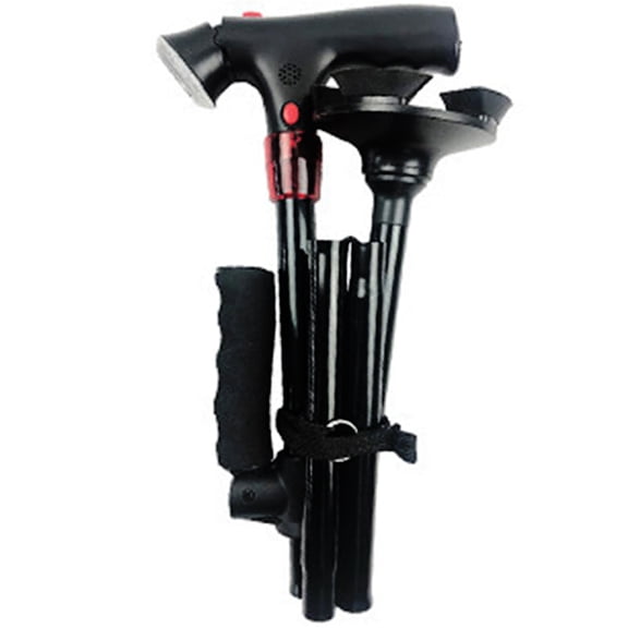 Portables Folding Walking Canes with LED Light Wide Antislip Tip for Night Use Uneven Terrain Stability