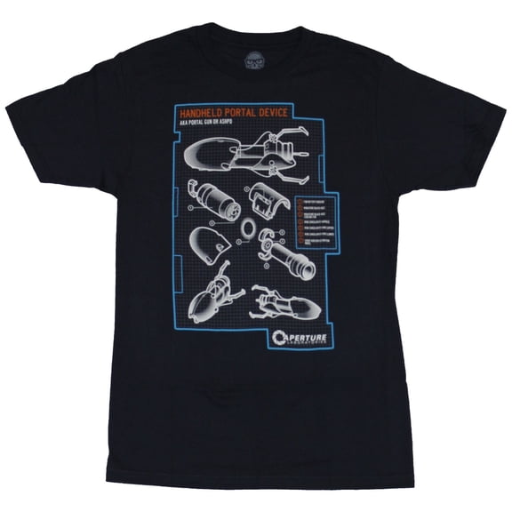 Portal 2 Mens T-Shirt - Portal Gun Classic Blue Print image (4X-Large)