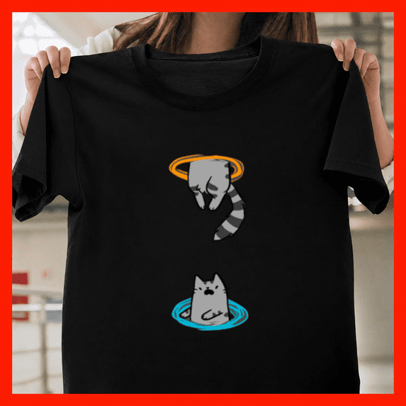 Dim Space Portal Cat Whimsical Interdimensional Space Feline Physics Unisex T ...