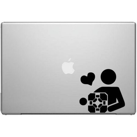 Portal Companion Cube Sign - Black Vinyl Decal for 13" Macbook