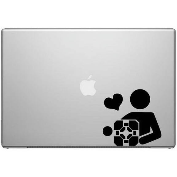 Portal Companion Cube Sign - Black Vinyl Decal for 13" Macbook
