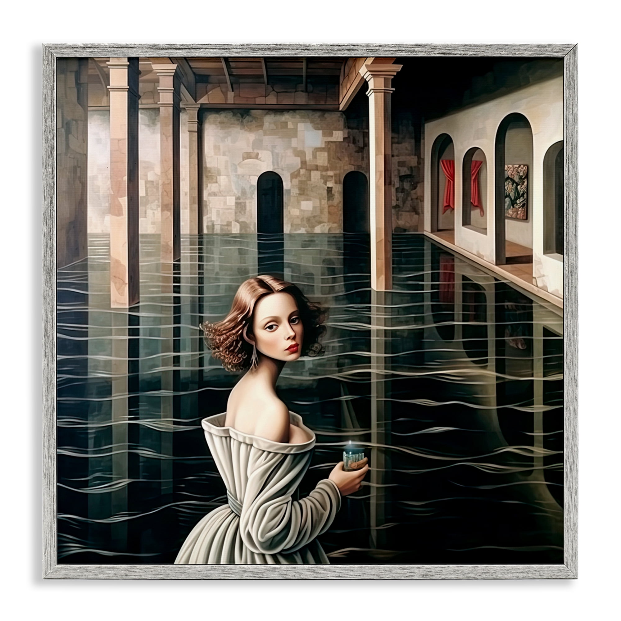 Portal Of Reflections Gray Framed Giclee Art, design by Sasha