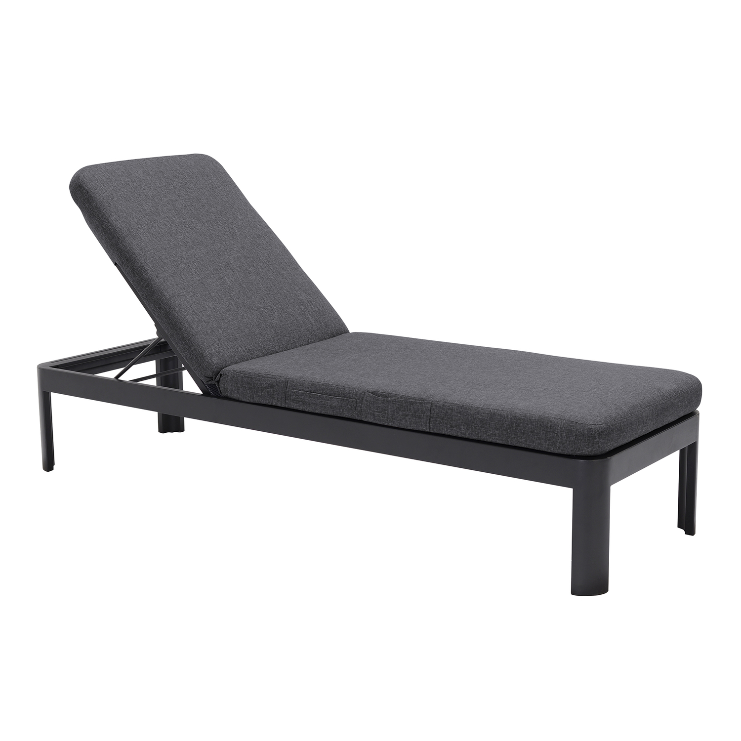 Portals Outdoor Chaise Lounge Chair in Black Finish and Grey Cushions - image 1 of 5