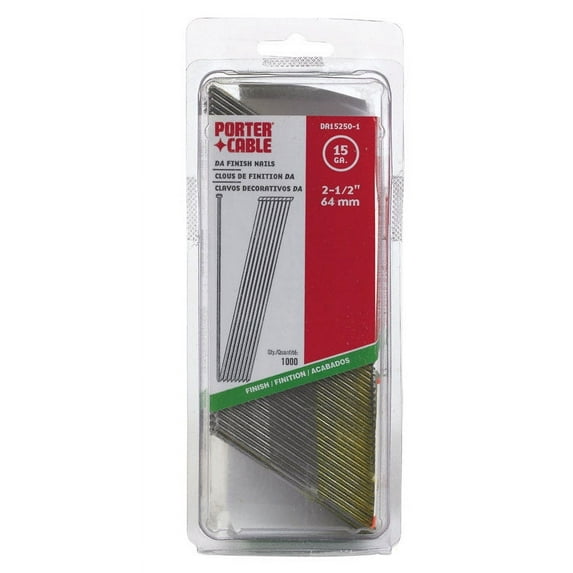 Porter Cable 2-1/2" 15 Ga. Angled Strip Finish Nails 34 deg. Smooth Shank 1,000 pk