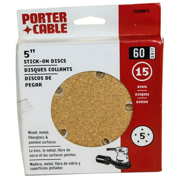 Porter-Cable 725500615 5" STICK-ON DISCS 60 GRIT PC-725500615