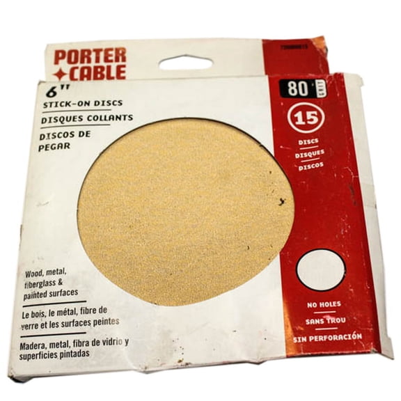 Porter-Cable 726000815 6-Inch 80 Grit No-Hole Adhesive-Backed PC-726000815