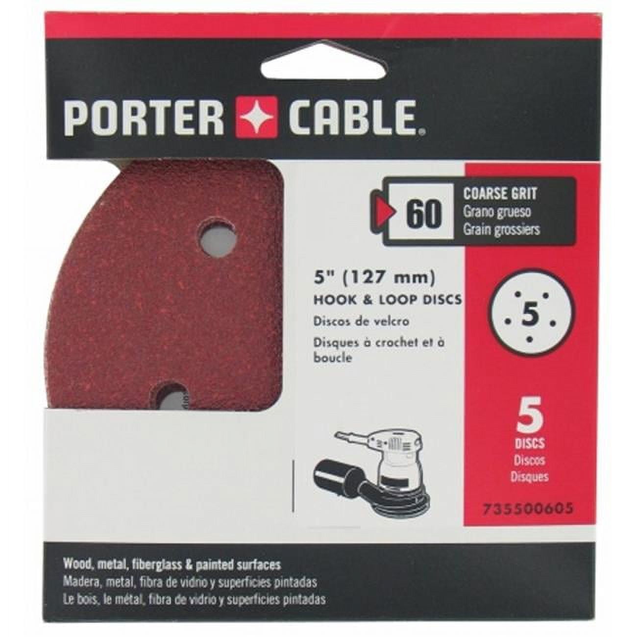 Porter Cable 7355006-05 5 Count 5 in. 60 Grit Hook & Loop Abrasive Discs