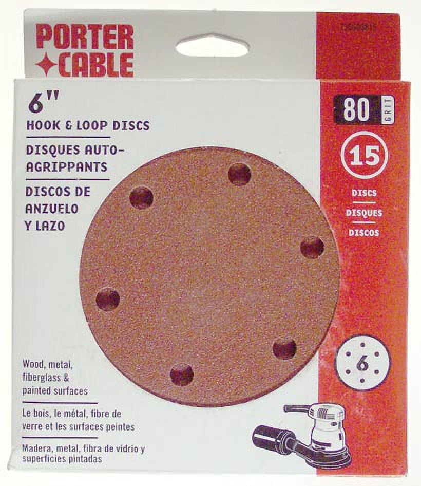 Porter Cable 736602225 - 6" 220 Grit Aluminum Oxide 6-Hole Hook-and-Loop Sanding Discs