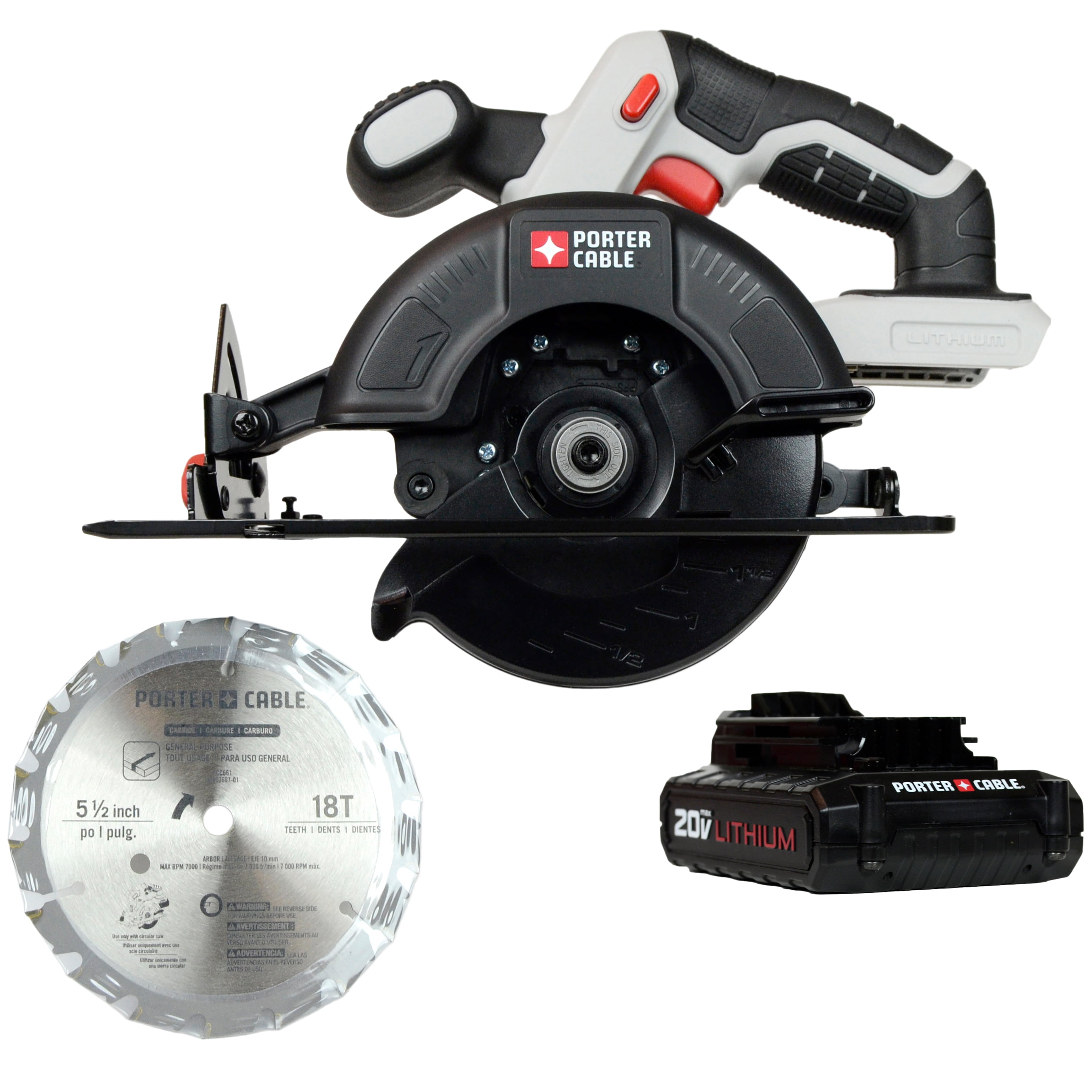 Porter Cable PCC661 20V Circular Saw and 1 PCC681L 20V 1.3Ah