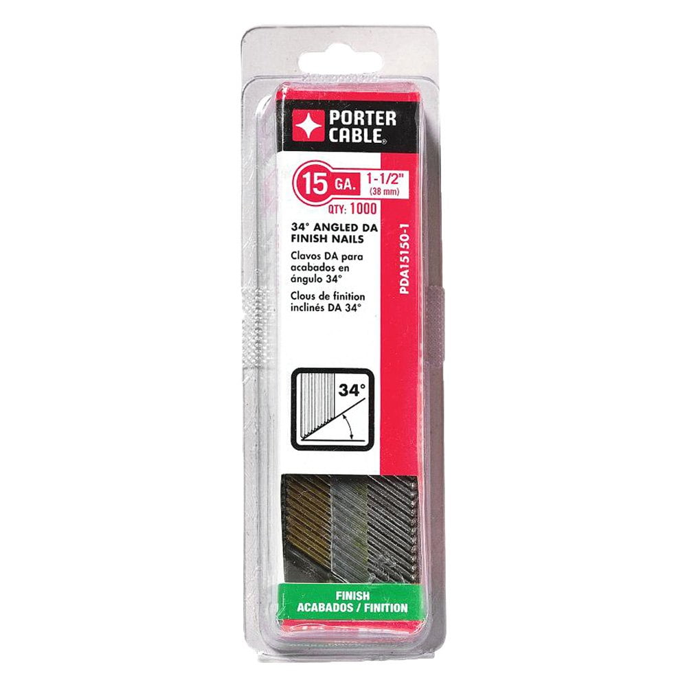 Porter Cable PDA15150-1 - 1-1/2" L 1000 Pieces 34 Angled DA 15 Gauge Finish Nails