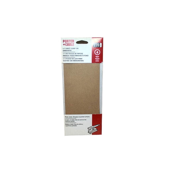 Porter-Cable Tools 1/3 Clamp-On Sanding Sheets 220g 6 Pack PC-53075