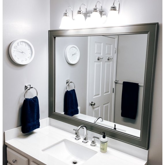 Porter Dark Grey Framed Wall Mirror, Rectangular Vanity Mirror, Multiple Sizes