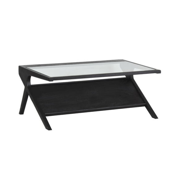 Porter Designs Canberra Solid Mango Wood Coffee Table, Black