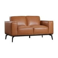 thumbnail image 1 of Porter Designs Carina Top Grain Leather Loveseat - Brown, 1 of 5