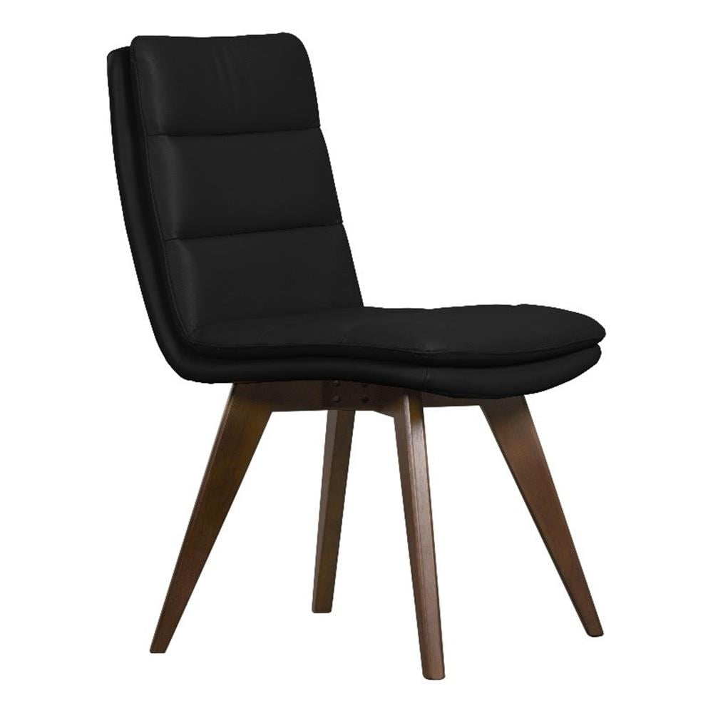 Porter Designs Castor Genuine Leather Dining Chair in Black (Set of 2) - Thumbnail 2