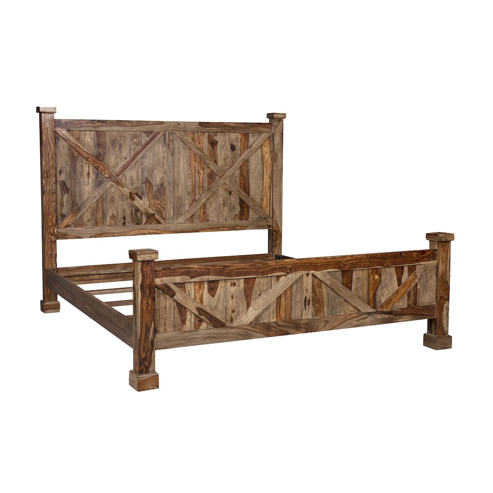 Porter Designs Crossroads Solid Sheesham Wood King Bed in Brown