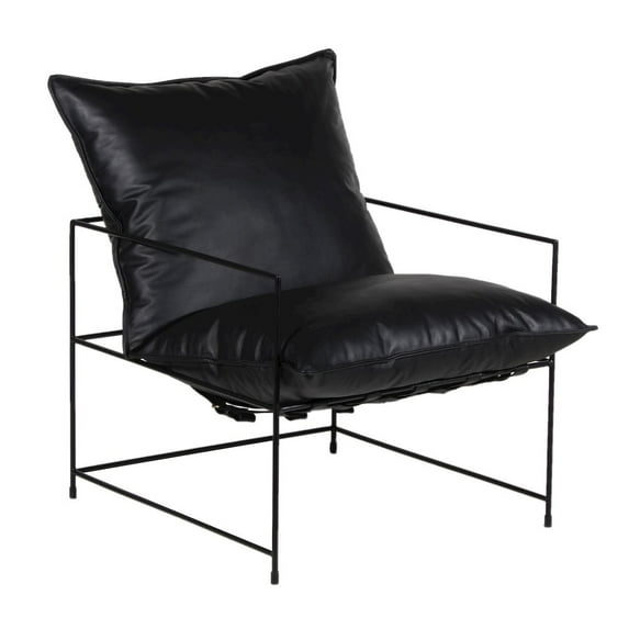 Porter Designs Hagen Leather & Iron Metal Accent Chair in Black