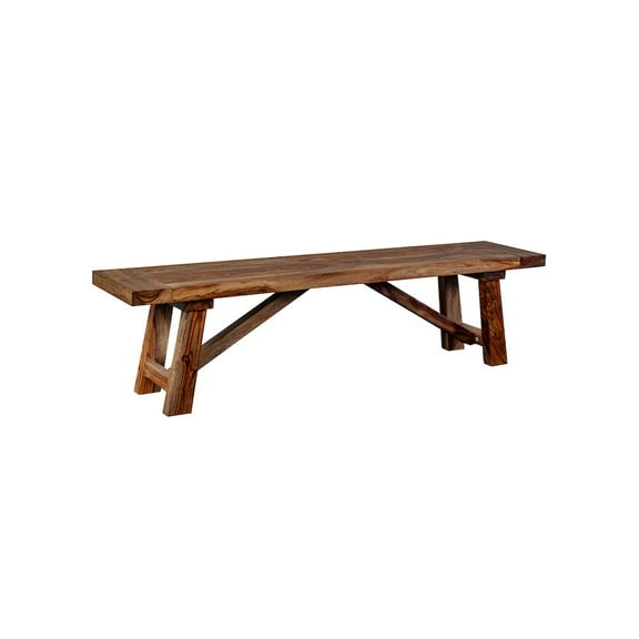 Porter Designs  Kalispell Traditional Solid Sheesham Wood Dining Bench, Harvest