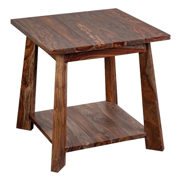 Porter Designs Kalispell Solid Sheesham Wood End Table - Harvest.