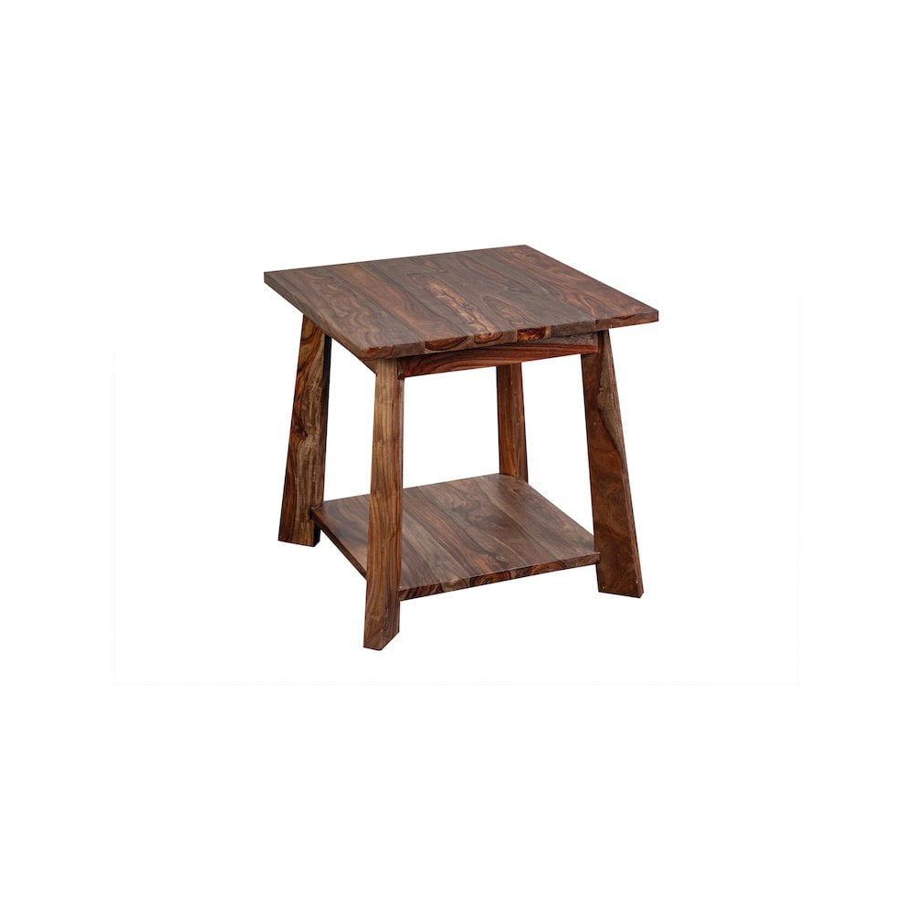 Kalispell Solid Sheesham Wood Square End Table in Honey Harvest Finish
