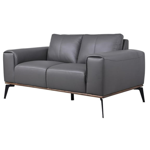 Porter Designs Pietro Top Grain Leather Loveseat - Gray