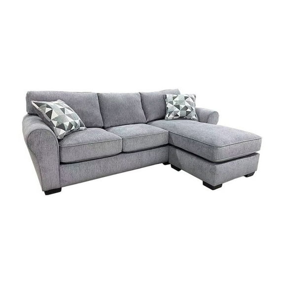 Porter Designs Savannah Soft Chenille Reversible Fabric Sectional - Gray