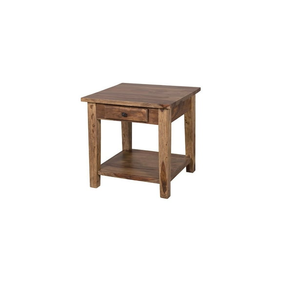 Porter Designs Taos Solid Sheesham Wood End Table - Brown
