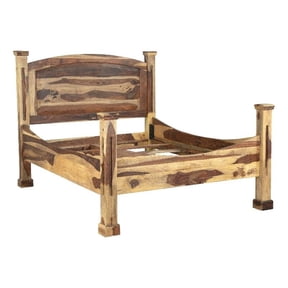 Porter Designs Taos Transitional Solid Sheesham Wood Queen Bed in Natural.