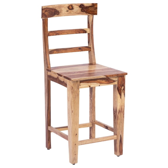 Porter Designs Taos Solid Sheesham Wood Counter Chair, Natural (Set of 2)