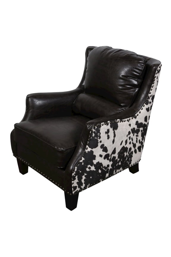 Wrangler Leather-look & Cow Pattern Accent Chair, Brown