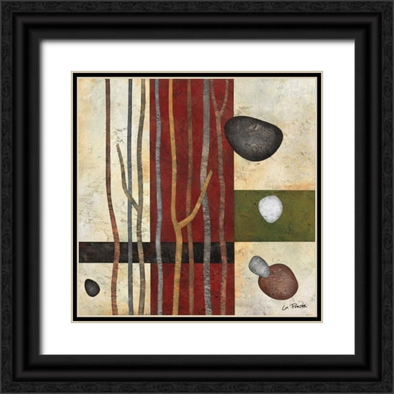 Porter, Glenys 20x20 Black Ornate Wood Framed with Double Matting Museum Art Print Titled - Sticks and Stones V