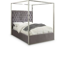 Porter Grey Velvet Queen Bed-Color:Grey Velvet,Style:Contemporary