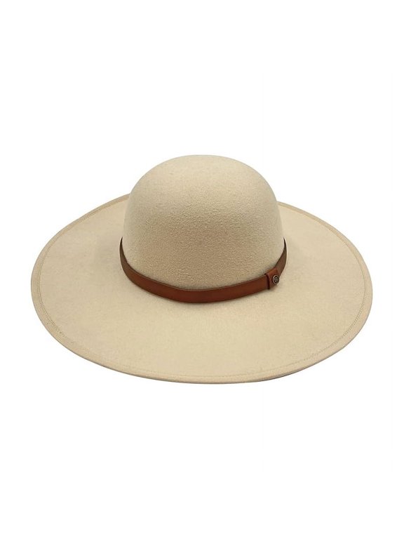 Porter Hat - Brimmed Hat, Faux Leather Band, Heathered Polyester, For Women