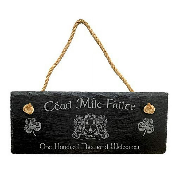 Porter Irish Coat of Arms Slate Plaque Blessing - Céad Míle Fáilte