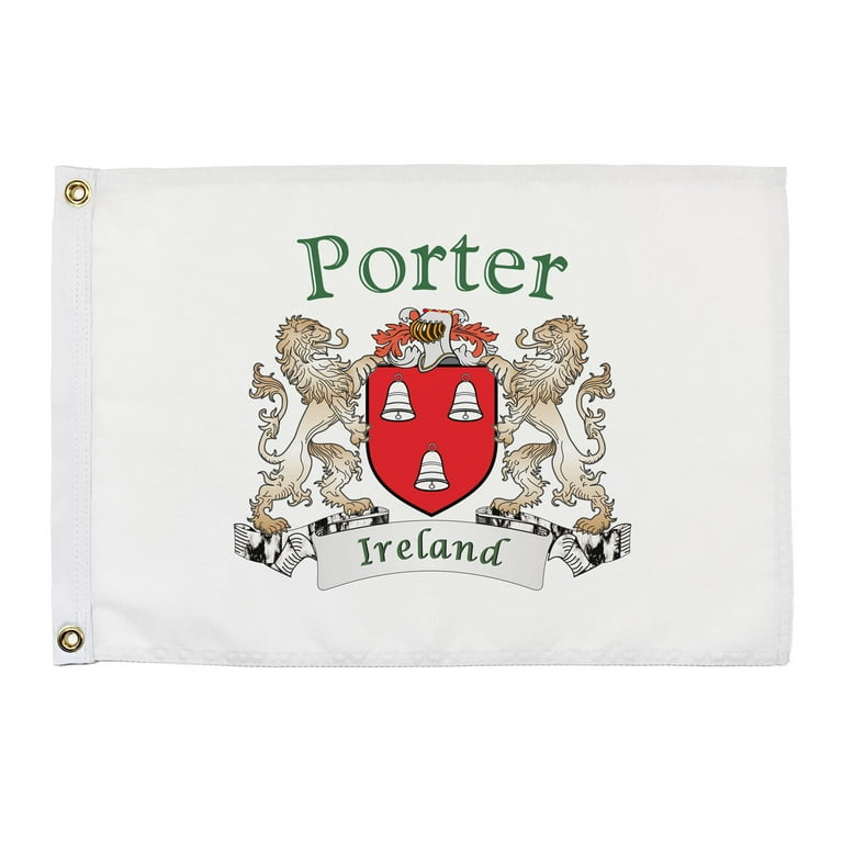 Porter Irish Coat of Arms Small White Flag - 16